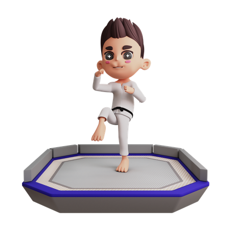 Man Doing Martial Art  3D Illustration