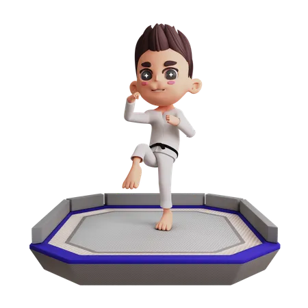 Man Doing Martial Art  3D Illustration