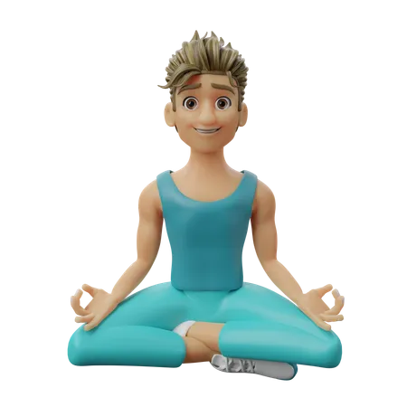 Man Doing Meditation  3D Illustration