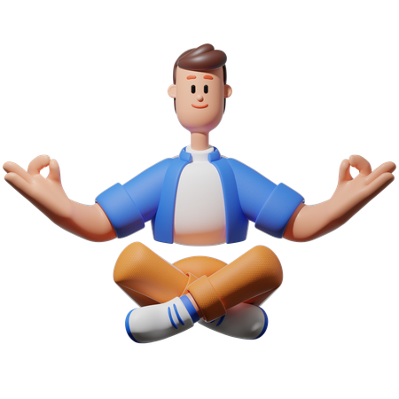 Man Doing Meditation  3D Illustration