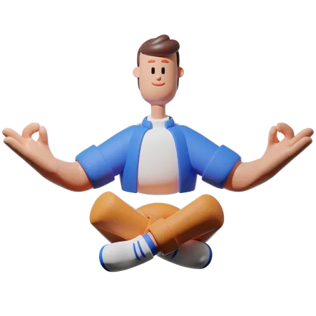 Man Doing Meditation  3D Illustration