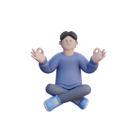 Man Doing Meditation  3D Illustration