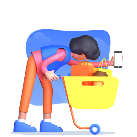 Man doing online shopping  3D Illustration