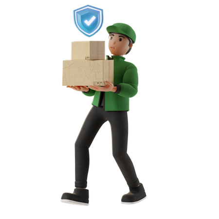 Man doing secure delivery  3D Illustration