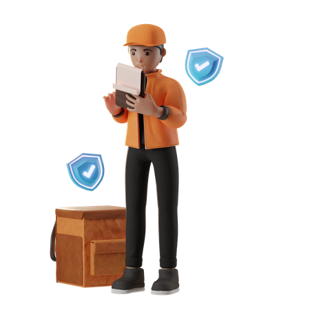 Man Doing Secure Delivery  3D Illustration