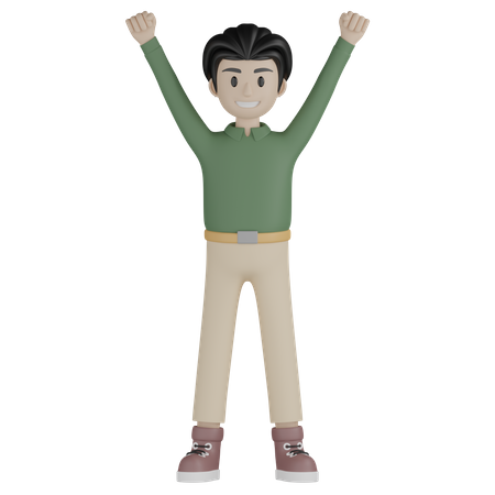 Man excited and  doing winner gesture  3D Illustration