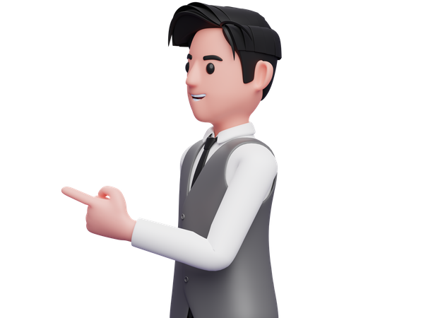 Man facing side and pointing  3D Illustration