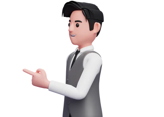 Man facing side and pointing  3D Illustration