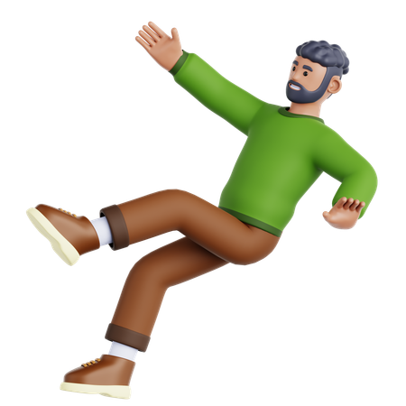 Man Falling on Slippery Floor  3D Icon