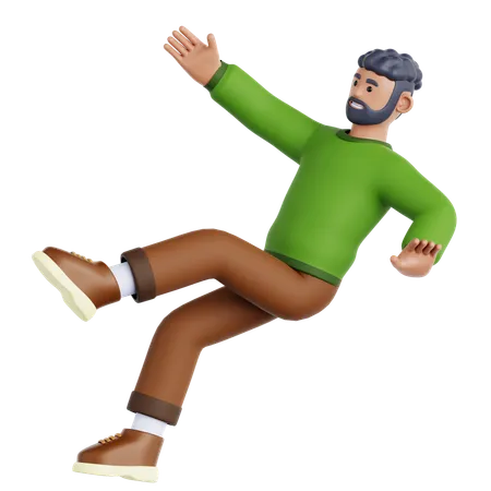 Man Falling on Slippery Floor  3D Icon