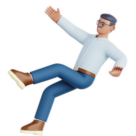 Man Falling on Slippery Floor  3D Illustration