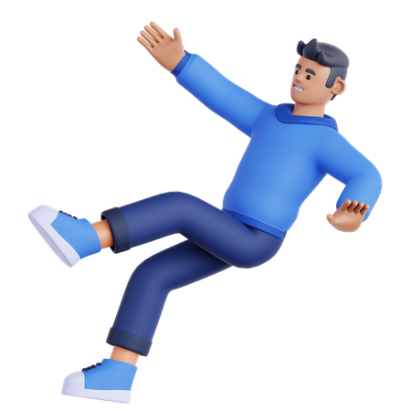 Man Falling on Slippery Floor  3D Illustration