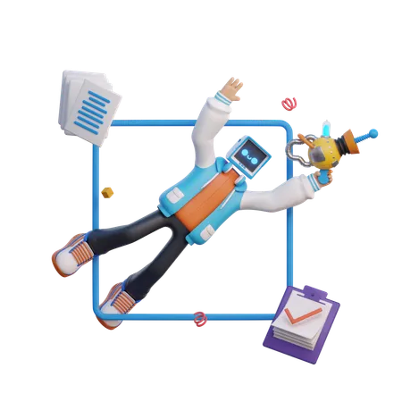 Man Floating  3D Illustration