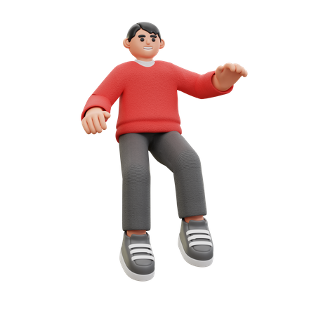 Man floating in air  3D Icon