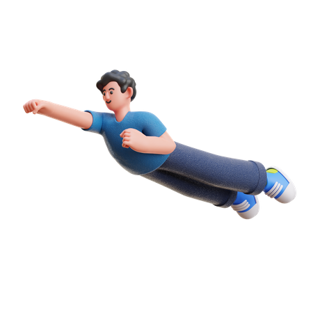 Man flying on air  3D Illustration