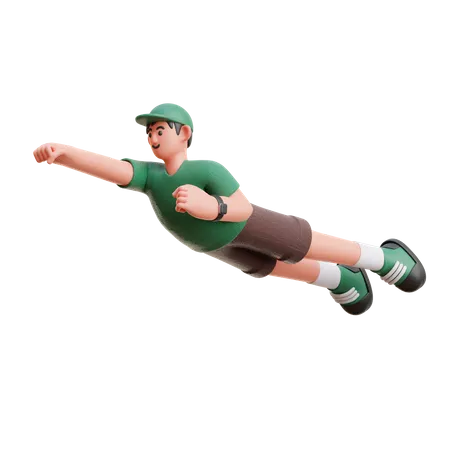 Man flying on air  3D Illustration