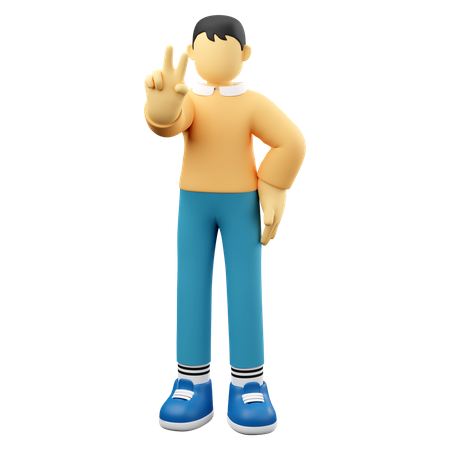 Man Gesturing Peace  3D Illustration