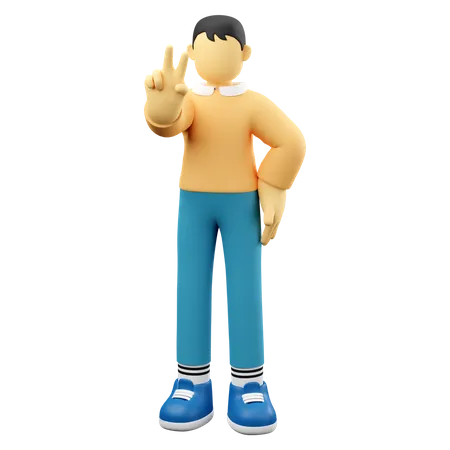 Man Gesturing Peace  3D Illustration