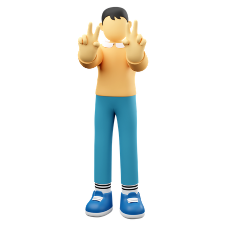 Man Gesturing Peace  3D Illustration