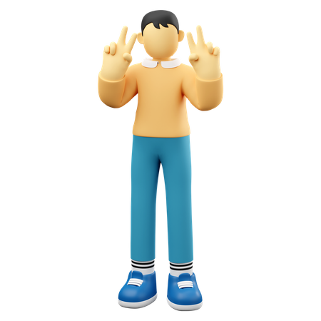 Man Gesturing Peace  3D Illustration