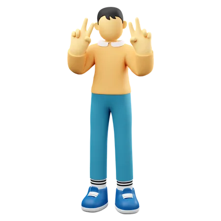 Man Gesturing Peace  3D Illustration