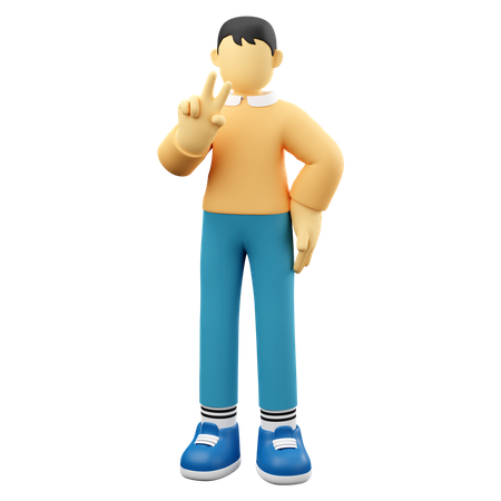 Man Gesturing Peace  3D Illustration