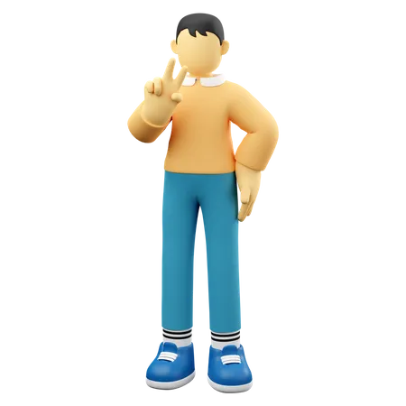 Man Gesturing Peace  3D Illustration