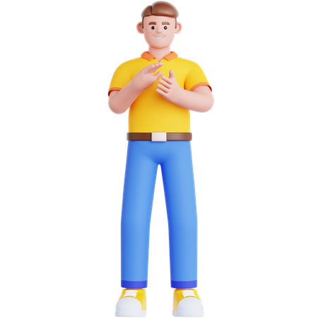 Man Giving Applause  3D Illustration