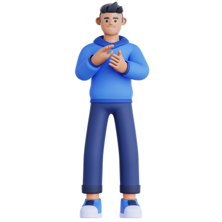 Man Giving Applause  3D Illustration