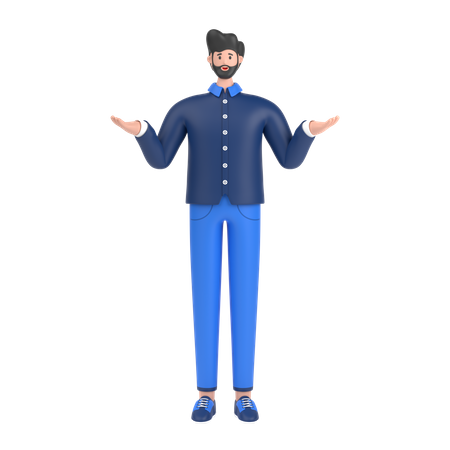 Man Giving Confuse Pose  3D Illustration