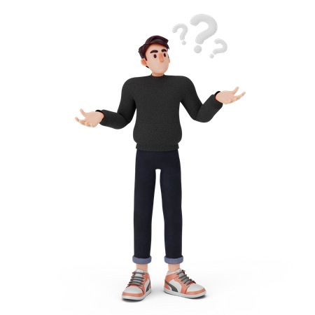 Man giving confused pose  3D Illustration