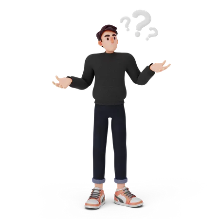 Man giving confused pose  3D Illustration