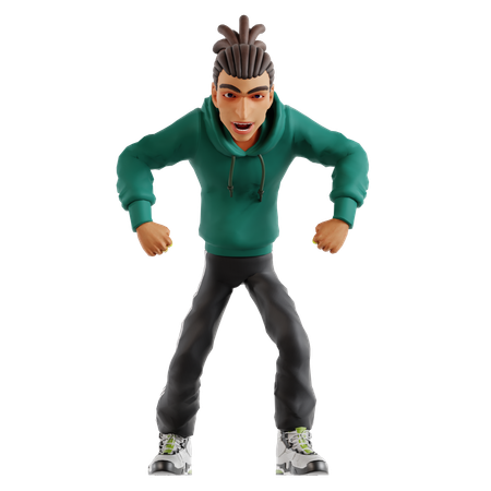 Man giving enemy pose  3D Illustration