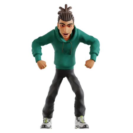 Man giving enemy pose  3D Illustration