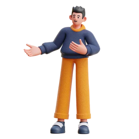 Man giving introduction  3D Illustration