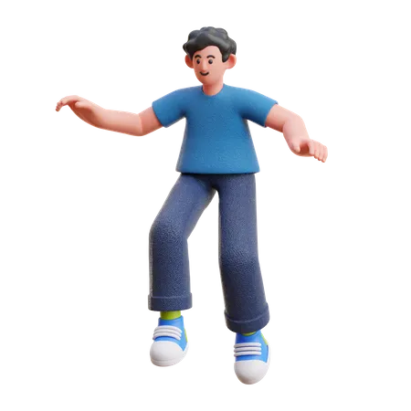 Man giving jumping pose  3D Illustration