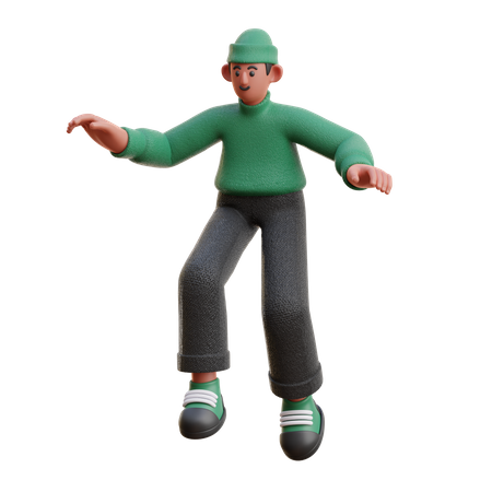 Man giving jumping pose  3D Illustration