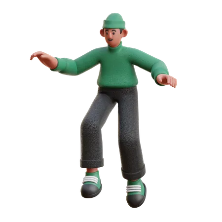 Man giving jumping pose  3D Illustration