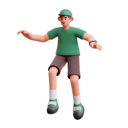 Man giving jumping pose  3D Illustration