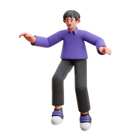 Man giving jumping pose  3D Illustration