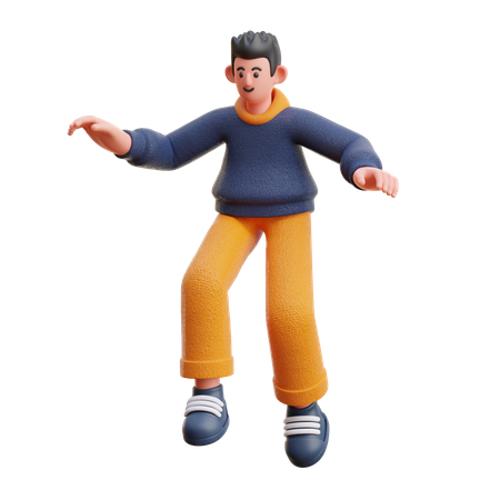 Man giving jumping pose  3D Illustration