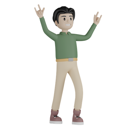 Man giving rocking pose  3D Illustration