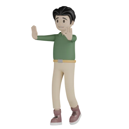 Man Giving Stop Pose  3D Illustration