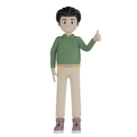 Man Giving Thumb Up Pose  3D Illustration