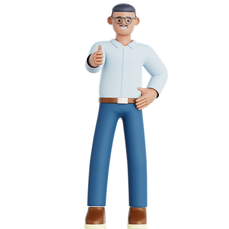 Man Giving Thumbs Up  3D Illustration