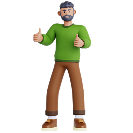 Man giving Two Thumbs Up  3D Icon