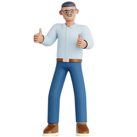 Man giving Two Thumbs Up  3D Illustration