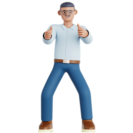 Man giving Two Thumbs Up  3D Illustration