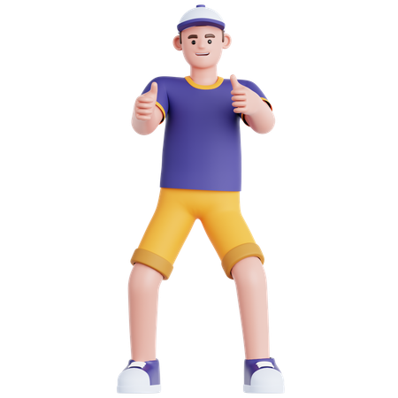 Man giving Two Thumbs Up  3D Illustration