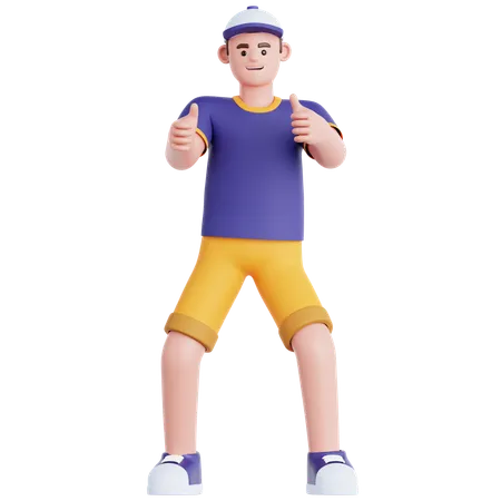 Man giving Two Thumbs Up  3D Illustration